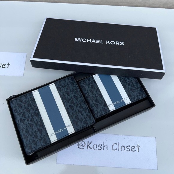 Michael kors Men Wallet Card Case Gift box set Admiral Multi - Picture 6 of 6